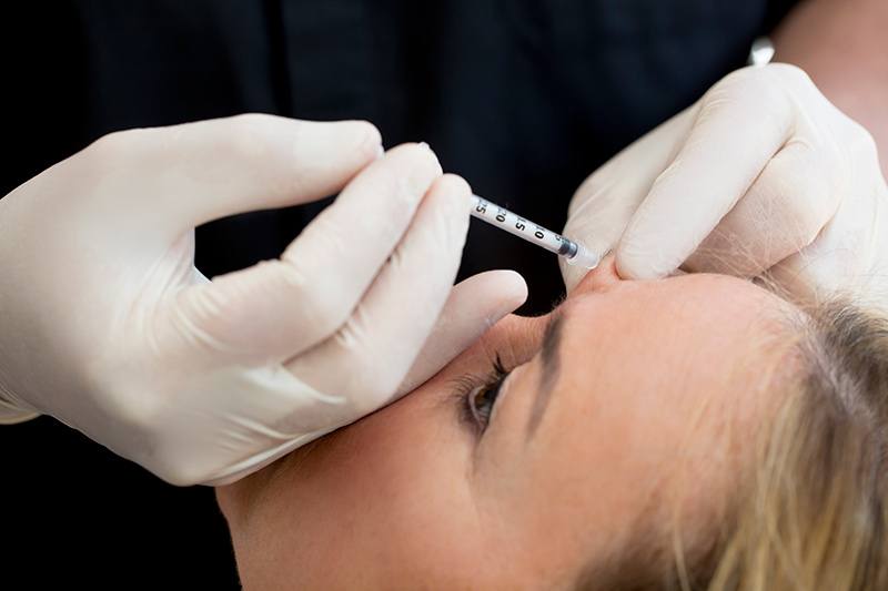 Botox injection to forehead
